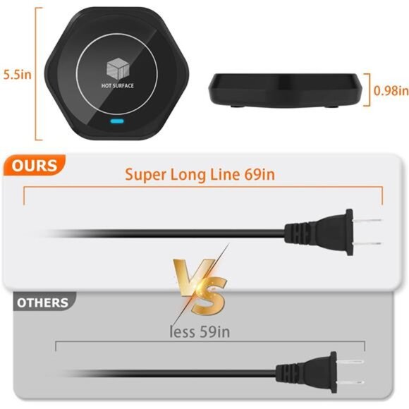 Smart Beverage Heating Plate Candle Wax Cup Warmer Electric Thermostat Coaster - Picture 3 of 7